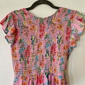 Like new- By the River Floral Pink Midi Dress